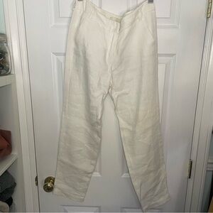 Max Mara 100% Linen White Trouser Pants 8